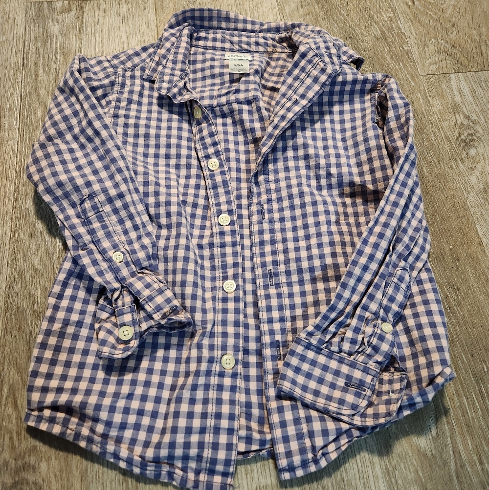 Carter's Blue and White Gingham Button Down Shirt